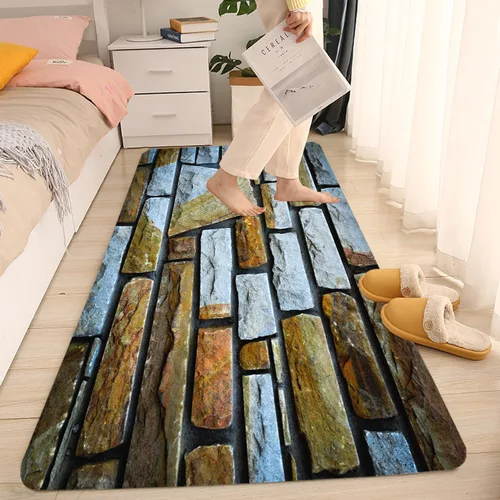 Miniatura 6 de Alfombra antideslizante de espuma de esponja de pelo bajo para puerta de baño, alfombras separadas a prueba de deslizamiento, alfombra de ilusión