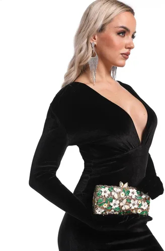Miniatura 4 de Boutique De FGG Flores y mariposas mujeres cristal embrague bolso de noche boda fiesta Rhinestone bolsos