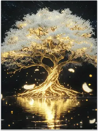 Miniatura 8 de VOCBAN Nature Tree of Life Abstract Pictures Canvas Painting Large Modern Canvas Wall Art Colorful Trees Living Room Wall Decor Plant Prints(black