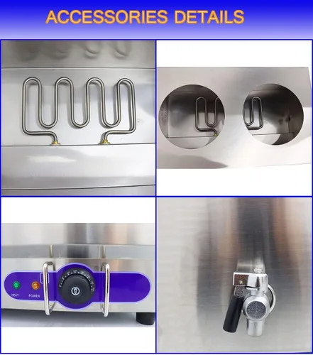 Miniatura 5 de INTBUYING Calentador de sopa de alimentos con 2 cacerolas, calentador de vapor Bain Marie de acero inoxidable con 2 ollas 110 V 1500 W