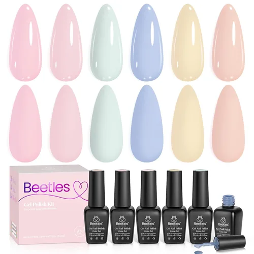 Miniatura 26 de Beetles - Juego de esmalte de uñas de gel de 6 colores, ojo de gato plateado, gel transparente rojo, rosa, amarillo, verde, negro, con efecto