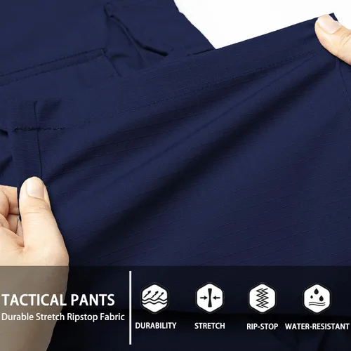 Miniatura 13 de Hiwise Pantalones tácticos elásticos para hombre, resistentes al agua, pantalones cargo Ripstop, ligeros para exteriores, pantalones de senderismo