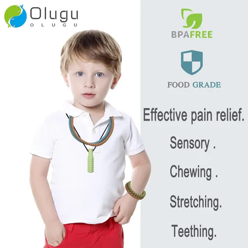 Miniatura 2 de Pulseras elásticas de bobina para masticar para niños, paquete de 18 collares masticables sensoriales con autismo, TDAH, SPD, collares sensoriales