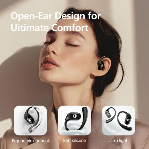 Miniatura 3 de Auriculares de Oreja Abierta con 35 Horas de Reproducción, Auriculares Inalámbricos de Conducción de Aire Verdaderos con Ganchos para las Orejas