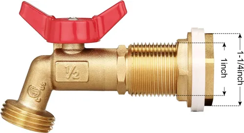 Miniatura 3 de WADEO Espiga de barril de lluvia, grifo de agua de latón con accesorio de mamparo, kit de grifo de agua de lluvia con cinta de rosca