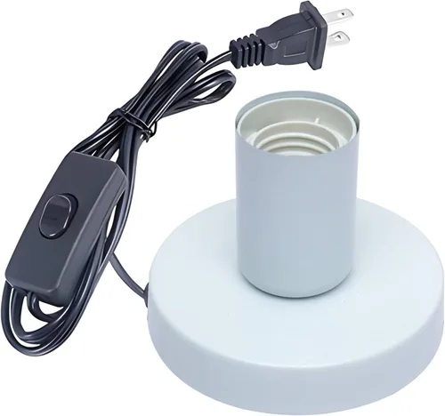 Miniatura 7 de Lámpara de mesa industrial, pequeña base de enchufe de luz de escritorio de metal pulido, soporte de bombilla de rosca Edison vintage E26/E27, cable