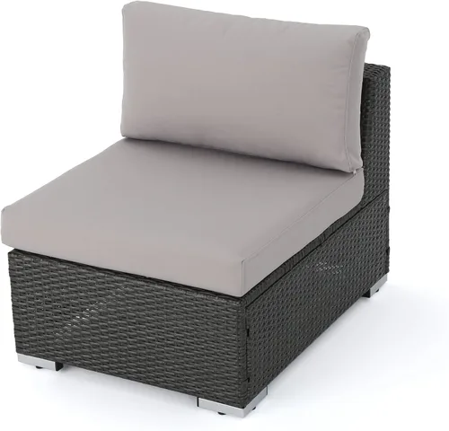 Miniatura 2 de Christopher Knight Home Santa Rosa - Asiento modular de mimbre sin brazos para exteriores con marco de aluminio y cojines resistentes al agua