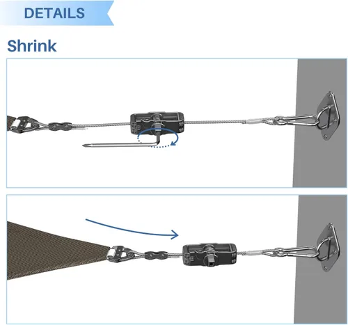 Miniatura 3 de E&K Kit de accesorios para toldo con cable de tensión, almohadilla de cabrestante para ojos y ganchos para instalación de velas triangulares