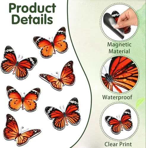 Miniatura 3 de 6 imanes de mariposa para puerta, imanes flexibles de doble cara, protectores decorativos para puertas corredizas que evitan que personas y mascotas