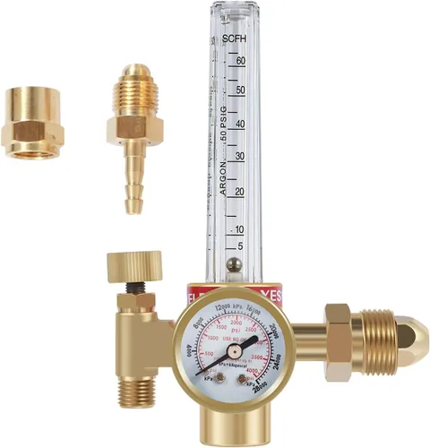 Miniatura 3 de HTP Argon CO2 Mig Tig Medidor de flujo 0-4000 PSI regulador de nitrógeno medidor de flujo 10-60CFH Regulador de argón ajustable Medidor de flujo