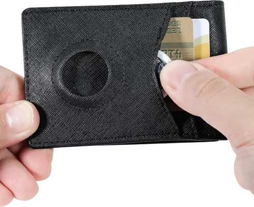 Miniatura 5 de Hawanik Billetera plegable delgada para hombre con soporte de estuche integrado para AirTag
