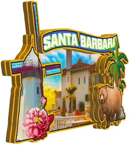 Miniatura 2 de Imán de madera para nevera de Santa Bárbara California USA Monumentos 3D de viaje coleccionables, decoración hecha a mano, 1802