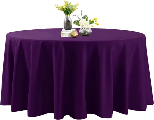 Miniatura 39 de Mantel de poliéster lavable de 90 pulgadas, resistente a las manchas y a las arrugas, mantel decorativo para mesa de comedor, fiestas de bufé y Negro