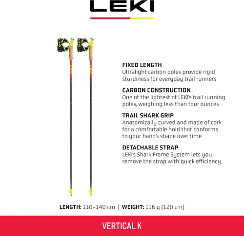 Miniatura 2 de LEKI Bastones de senderismo ligeros de carbono vertical K para senderismo y trail running
