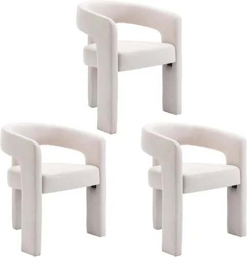 Miniatura 23 de BESTANO Sillas de comedor modernas tapizadas en terciopelo de vellón con respaldo abierto, lindas sillas laterales de barril, sillas de cocina