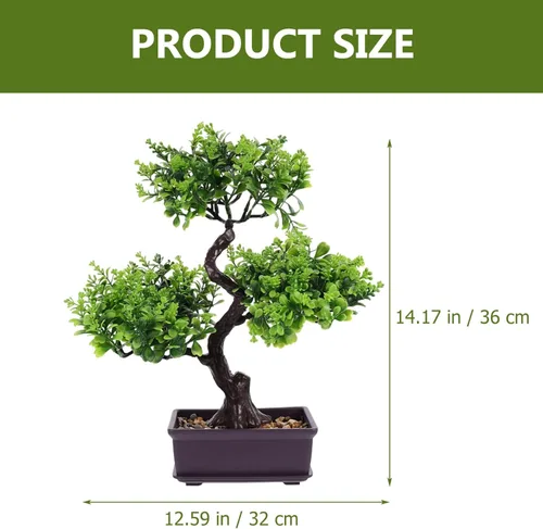 Miniatura 3 de EXCEART Árbol bonsái artificial, plantas de plástico, adorno bonsái para decoración de boda, árbol bonsái de imitación verde