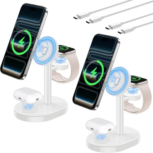 Miniatura 20 de Hevanto 25W 3 in 1 Super Fast Charging Station for Apple MagSafe Charger, Wireless Magnetic Mag-Safe Charger Stand for iPhone 17 16 15 14 13 12
