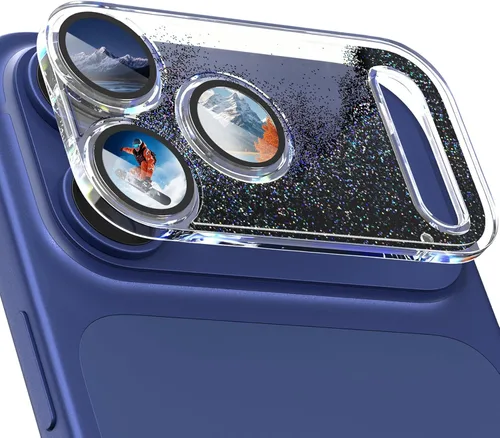 Miniatura 9 de surundo Protector de cámara para iPhone 17 Pro, diseño de purpurina brillante que fluye líquido, funda para teléfono con arena movediza y protección