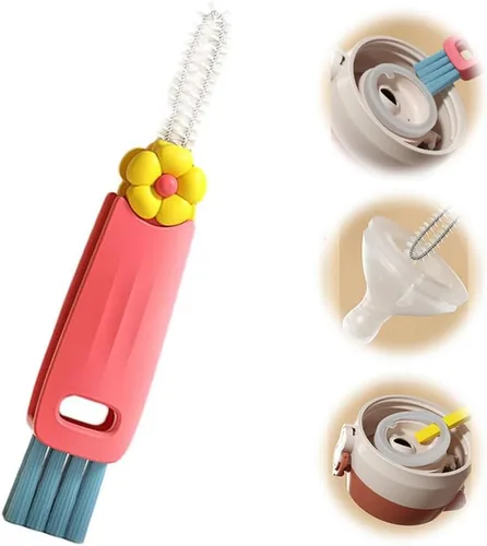 Miniatura 8 de Juego de cepillos de limpieza de tapa de taza 3 en 1, limpiador de hendiduras portátil multifuncional para biberones, espacios reducidos, limpiador