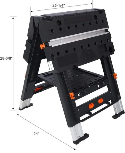 Miniatura 5 de Mesa de trabajo plegable 2 en 1 y caballete, 31" Ancho x 25" Profundidad x 28" Altura Configuración fácil Banco de trabajo portátil, mesa de trabajo
