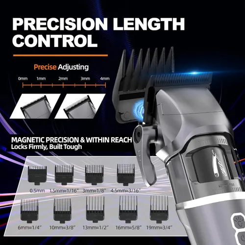 Miniatura 6 de Cortapelos para hombres, cortapelos profesionales para corte de cabello, cortapelos inalámbricos, ciclón, rotor exterior sin escobillas, cuchillas