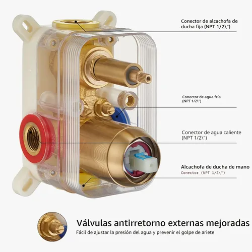 Miniatura 6 de Iriber Sistema de Ducha Montado en la Pared Juego de Mezclador de Grifo de Ducha con Cabezal de Ducha de Alta Presión de Lujo y Ducha de Mano de 3