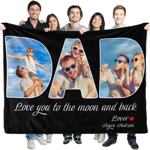 Miniatura 8 de Manta personalizada con corazones con fotos para mamá papá, manta personalizada para la cama, manta de forro polar, regalo para la familia, regalo
