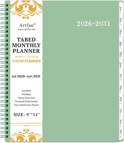 Miniatura 13 de Planificador Mensual 2025-2030/Calendario Mensual - Planificador Mensual de 5 Años, Jul.2025 - Jun.2030, 9" x 11", Bolsillo de Doble Cara + Cubierta