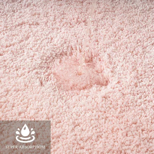 Miniatura 3 de Quadrant - Tapete de baño curvado, tapete de ducha semicircular, tapete de ducha de esquina de microfibra antideslizante, esponjoso, lavable y Rosa