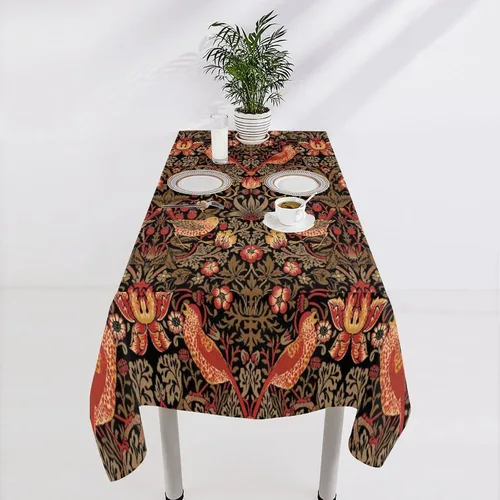 Miniatura 198 de Mantel Floral Retro de Pájaros, Diseño Original Bohemio William Morris Estampado Cubierta de Mesa para Hogar Picnic Fiesta Comedor Cocina William