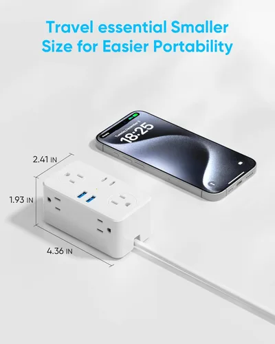 Miniatura 6 de Kakyanill Adaptador de enchufe de viaje europeo, Adaptador de enchufe de viaje EU/UK/US, Regleta de alimentación con 6 tomas AC, 4 puertos USB