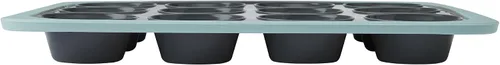 Miniatura 11 de Chicago Metallic Molde de silicona para magdalenas de 12 tazas, color azul, antiadherente con borde reforzado con alambre, apto para horno hasta 428