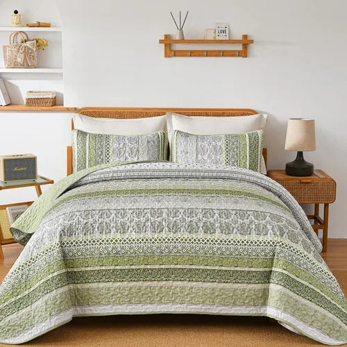 Miniatura 22 de WONGS BEDDING Juego de Edredón Boho Tamaño Full, Juego de Edredones Bohemios Grises de 3 Piezas, Juego de Ropa de Cama Cubrecama de Microfibra