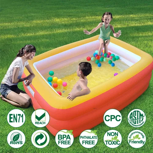 Miniatura 2 de Piscina inflable, piscinas infantiles de 59 x 45 x 20 pulgadas con suelo suave inflable, piscinas inflables duraderas para patio trasero, jardín