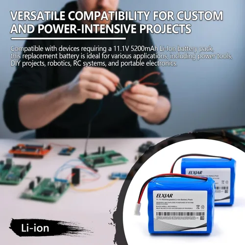 Miniatura 6 de Paquete de 2 baterías de repuesto de iones de litio de 11.1 V 5200 mAh con conector hembra MTA-100 de 2 pines, 6 celdas 18650, 100 W RAMP/Rib Bare