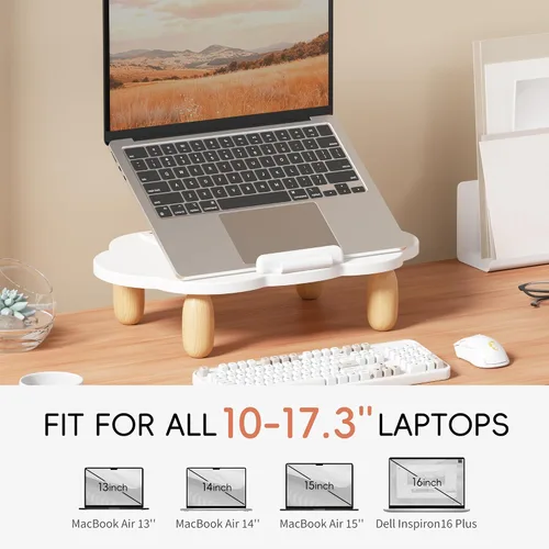 Miniatura 2 de AFOOYO - Soporte ajustable de madera para laptop, soporte de computadora ergonómico con ángulos de altura, soporte elevador en forma de nube