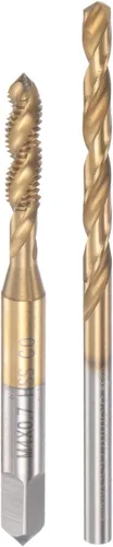Miniatura 8 de HARFINGTON Juego de grifos y brocas, M6 x 1 máquina de rosca espiral flauta roscado y broca helicoidal de 0.197 in, chapado en titanio M35 cobalto