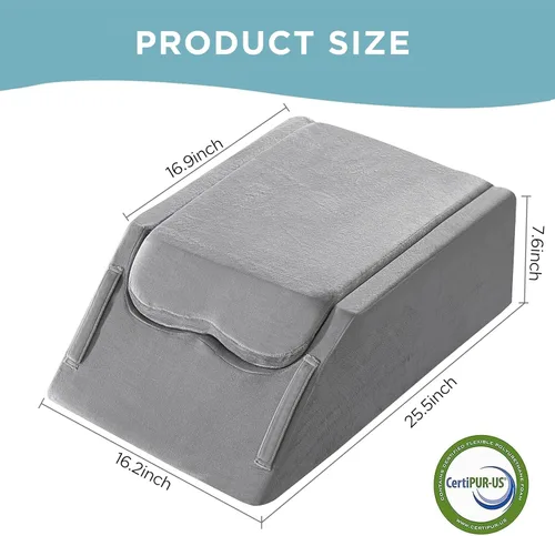 Miniatura 2 de UBBCARE - Almohada de elevación de piernas para recuperación de cirugía de pierna/rodilla, almohada doble de espuma viscoelástica con funda