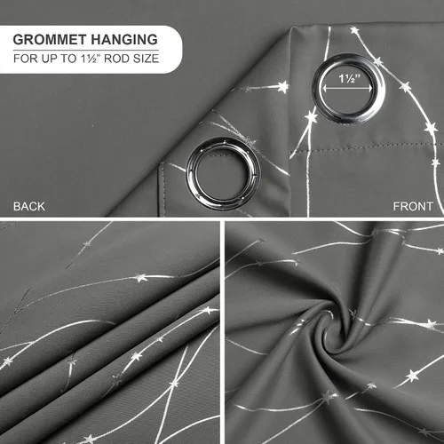 Miniatura 3 de SMILE WEAVER Cortinas opacas grises para sala de estar de 45 pulgadas de largo, 2 paneles, cortinas de oscurecimiento de habitación, diseño de Gris