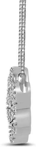Miniatura 2 de Collar con colgante huella de perro de plata esterlina, blanca y negra de diamante 1/10 cttw (0.02 cttw, color I-J, claridad 12-13), 18 pulgadas.