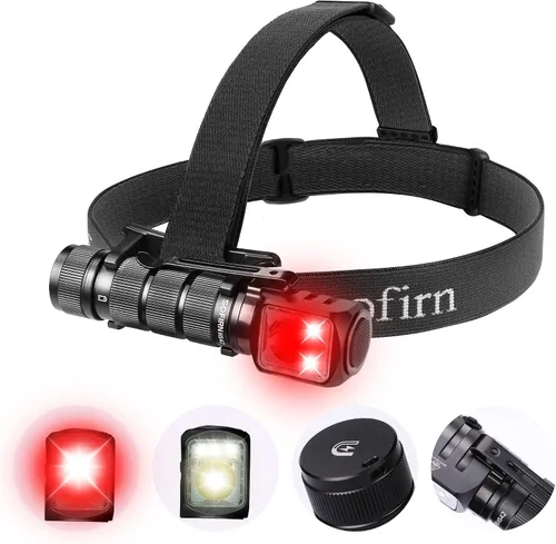 Miniatura 2 de sofirn Linterna frontal recargable HS42 con modo de luz roja, doble clip, 2100 lúmenes ultra brillante LED tipo C, puerto de carga IP66 impermeable