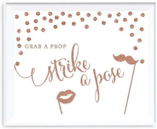 Miniatura 31 de Andaz Press Letreros de fiesta de boda, purpurina sintética de oro rosa, 8.5 x 11 pulgadas, resalta tu versículo bíblico favorito para el nuevo Sr.