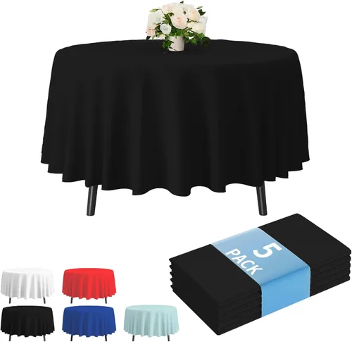 Miniatura 13 de Fixwal Mantel de plástico negro desechable de 54 x 108 pulgadas, mantel rectangular impermeable, paquete de 5 para graduación, decoración de fiesta