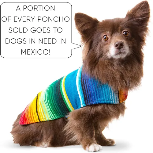 Miniatura 3 de Poncho de perro hecho a mano de Authentic Mexican Blanket; ropa para perros, suéter, abrigo, xxL, Azul