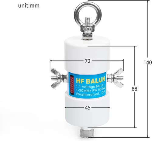 Miniatura 7 de Femei 1-50MHz 500Watt HF Balun DIY Impermeable 1:1 Voltaje Balun con UHF Hembra (SO-239) Conector