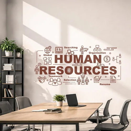 Vinilo adhesivo de pared Recursos humanos Oficina Estilo Selección Pegatinas de trabajo en equipo Mural Decoración grande (g5594) Negro