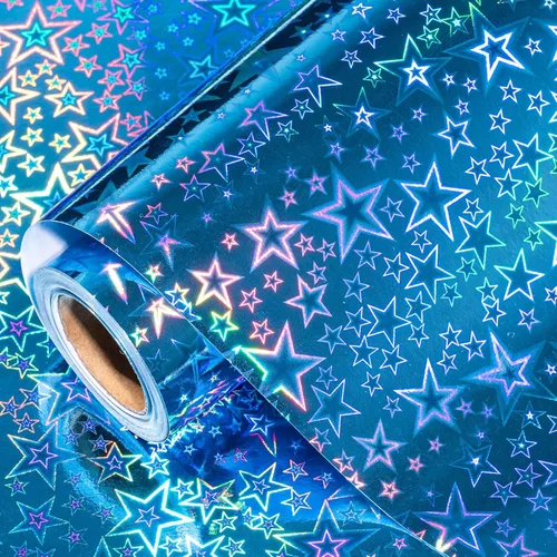 Miniatura 15 de LeZakaa Papel de Regalo Holográfico Rosa, Papel de Aluminio Metálico con Brillo y Diseño de Estrellas para Navidad, Día de la Madre, Graduación