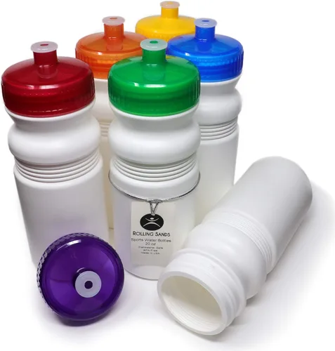 Miniatura 18 de Rolling Sands Botellas de Agua Deportivas de 20 Onzas Fabricadas en Estados Unidos - Paquete de 6 Botellas Deportivas en Blanco sin BPA para Equipos