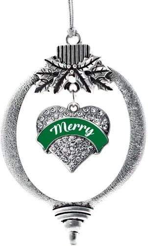 Miniatura 25 de Inspired Silver - Red Merry - Adorno de Navidad plateado - Adorno de árbol de Navidad con dije de corazón con circonita cúbica - Decoración colgante