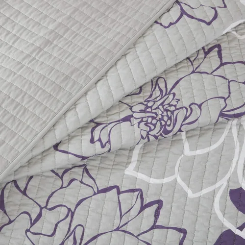 Miniatura 9 de Madison Park Lola Juego de colcha 100 % algodón, informal, floral, puntadas en canal, 365 días, ligero, colcha, almohadas decorativas, fundas, Lola